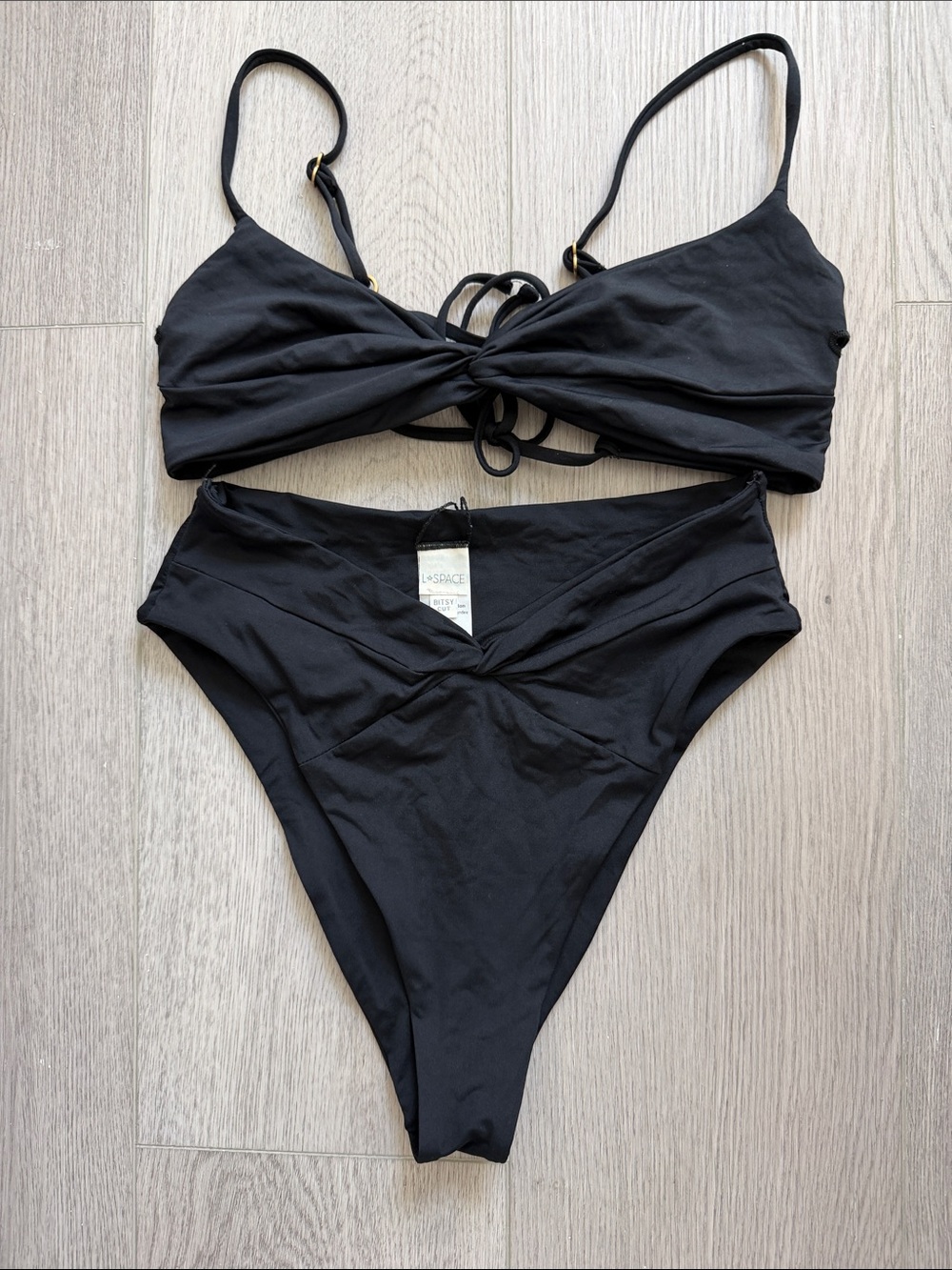 l*space Black Twist-Front Bikini Set